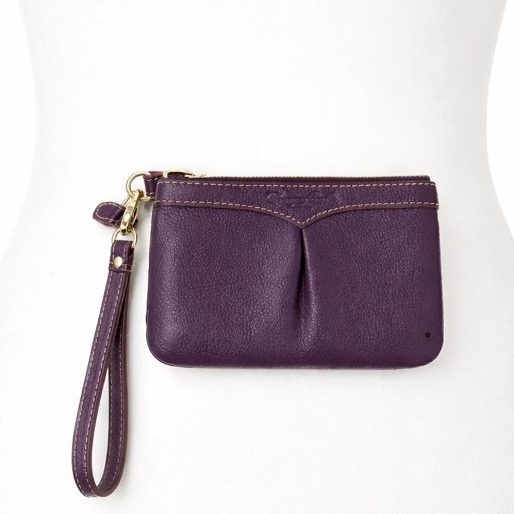 Dooney & Bourke Purple Leather Wristlet Red Lining